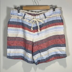 J. Jill Linen Shorts Red and Blue Nautical Design